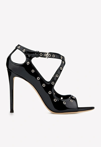 Shop Giuseppe Zanotti Alyson 105 Rivet Sandals In Patent Leather- Delivery In 3-4 Weeks In Black
