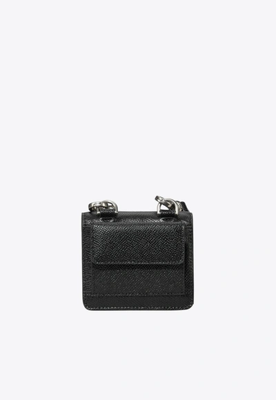 Shop Ami Alexandre Mattiussi Ami De Coeur Grained Leather Cardholder With Strap In Black