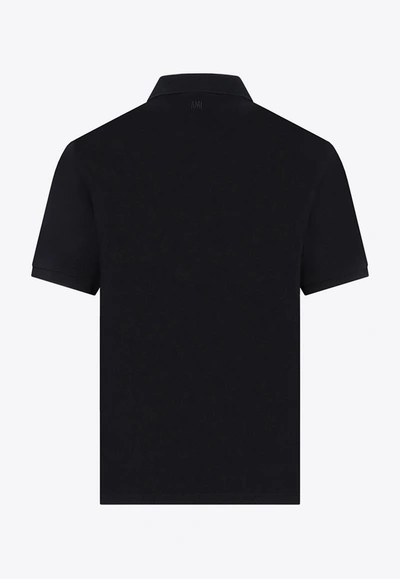 Shop Ami Alexandre Mattiussi Ami De Coeur Polo T-shirt In Black