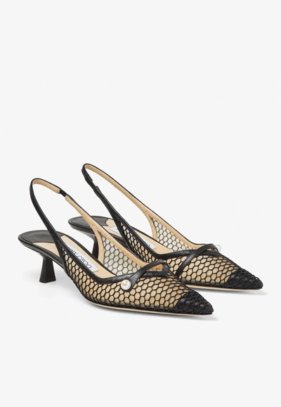 Jimmy Choo Hollowed-out Knitted High Heels In Black