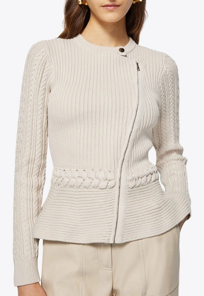 Simkhai Andi Peplum Knit Jacket In Stone
