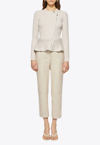 Simkhai Andi Peplum Knit Jacket In Stone