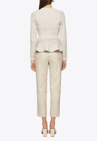 Simkhai Andi Peplum Knit Jacket In Stone