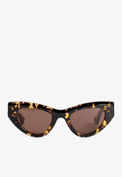 Shop Bottega Veneta Angle Cat Eye Sunglasses In Brown