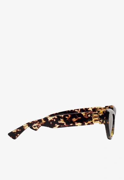 Shop Bottega Veneta Angle Cat Eye Sunglasses In Brown