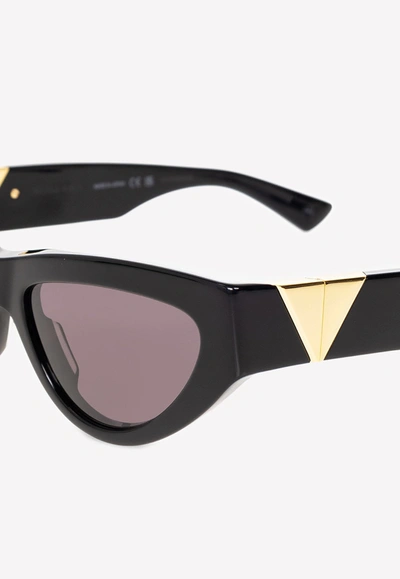Shop Bottega Veneta Angle Cat-eye Sunglasses In Black