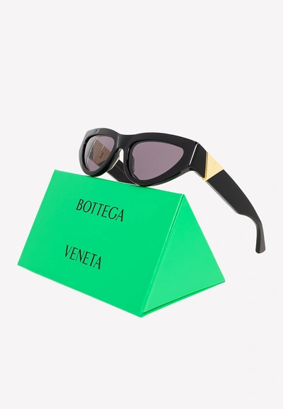 Shop Bottega Veneta Angle Cat-eye Sunglasses In Black