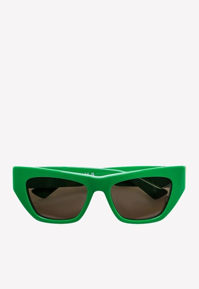Shop Bottega Veneta Angle Cat-eye Sunglasses In Gray