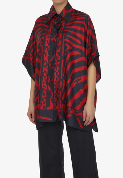 Shop Dolce & Gabbana Animal Print Silk Shirt In Red