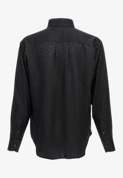 Shop Tom Ford Animal Print Silk Shirt In Black