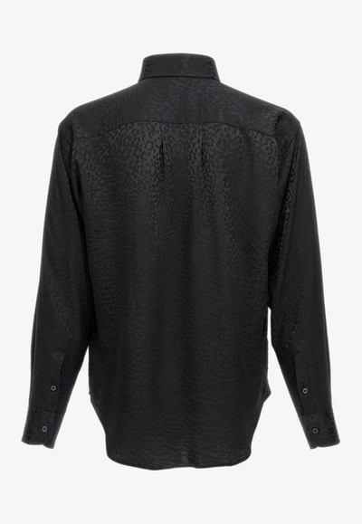 Tom Ford Animal Print Silk Shirt In Black