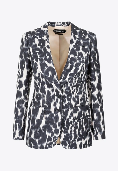 Shop Tom Ford Animal Print Single-breasted Blazer In Monochrome