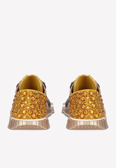 Shop Dolce & Gabbana Animal Print Sneakers With Crystal Embellishment In Multicolor