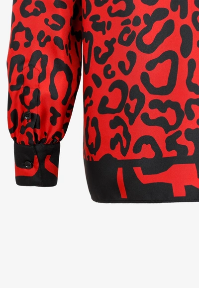 Shop Dolce & Gabbana Animalier Silk Shirt In Red