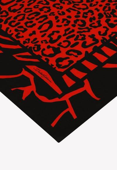 Dolce & Gabbana Animal-print Silk Scarf In Red
