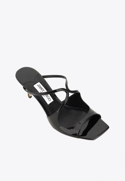 Jimmy Choo Anise 95mm Cut-out Patent Mules In Black