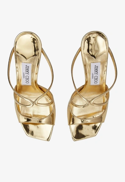 Shop Jimmy Choo Anise 95 Metallic Leather Sandals In Gold