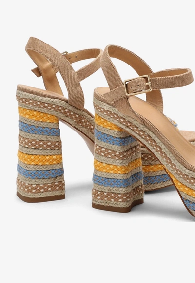 Shop Castaã±er Anne 130 Woven Platform Sandals In Multicolor