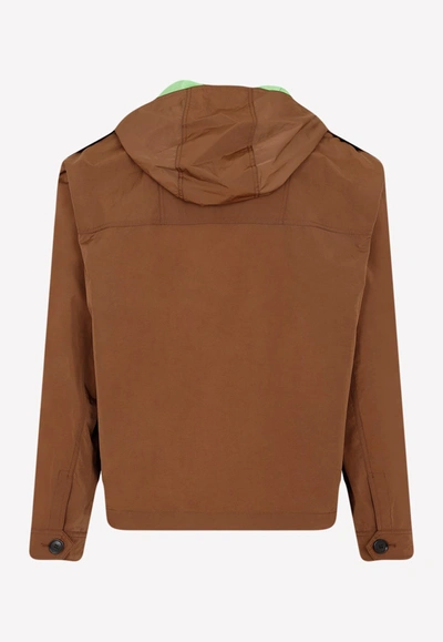 Shop Dior Anorak Hooded Jacket In Tech Fabric In Brown