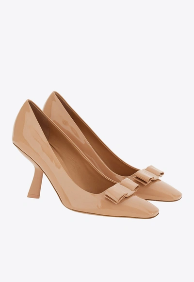 Ferragamo High Heels With Half Square Head In Nude