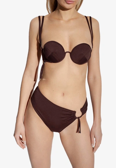 Shop Jacquemus Aouro Bikini Top In Brown