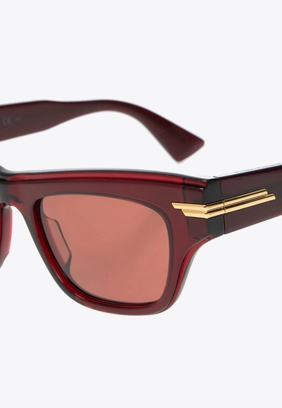 Shop Bottega Veneta Appliquéd Cat Eye Sunglasses In Burgundy
