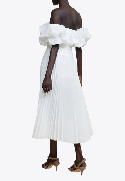 Shop Acler Arahura Off-shoulder Midi Dress In Ivory