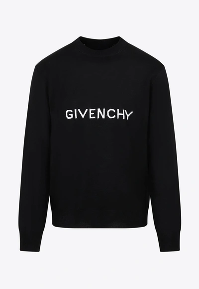 Shop Givenchy Archetype Knitted Wool Sweater In Black