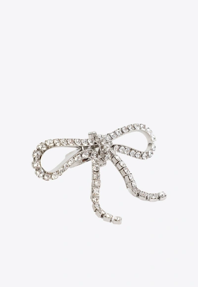 Shop Balenciaga Archive Crystal Ribbon Ring In Silver