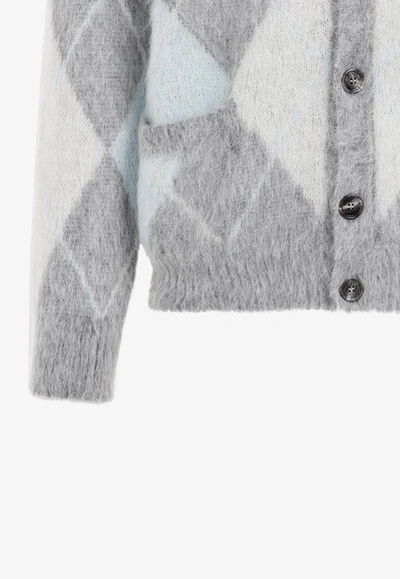 Shop Ami Alexandre Mattiussi Argyle Check Cardigan In Gray