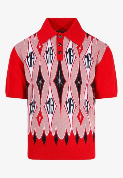 Shop Amiri Argyle Jacquard Polo T-shirt In Red