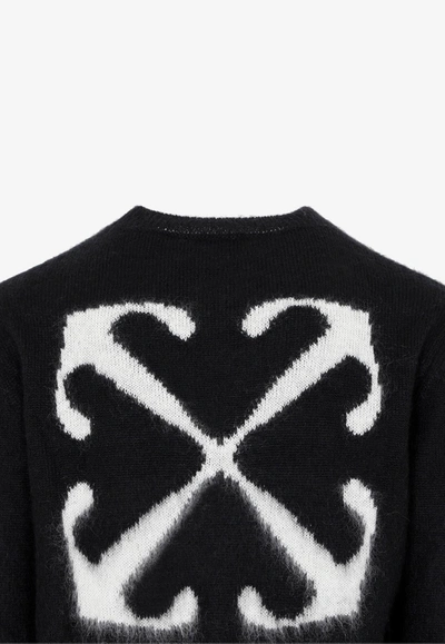 Shop Off-white Arrow Intarsia Knitted Mohair Sweater In Black