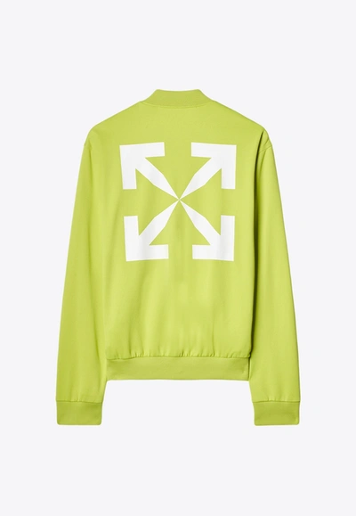 Shop Off-white Arrow Print Zip-up Jacket In Lime