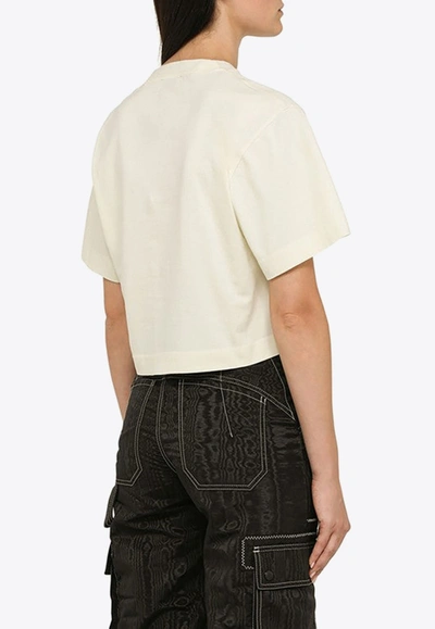 Shop Off-white Arrows Pearls Cropped T-shirt In Cream