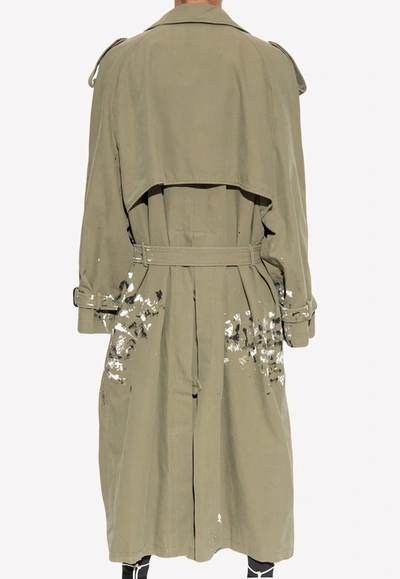 Shop Balenciaga Artist Oversized Trench Coat In Green