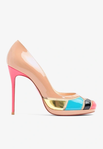 Shop Christian Louboutin Astrogirl 110 Patent Leather Patchwork Pumps In Multicolor