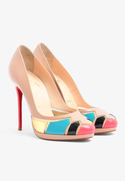 Shop Christian Louboutin Astrogirl 110 Patent Leather Patchwork Pumps In Multicolor