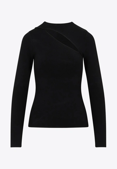 Shop Victoria Beckham Asymmetric Cut-out Top In Black