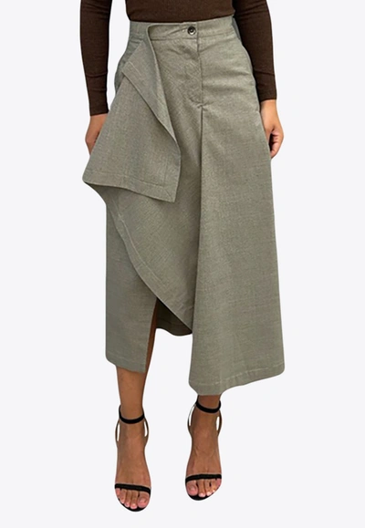Shop Dawei Asymmetric Draped Midi Skirt In Multicolor