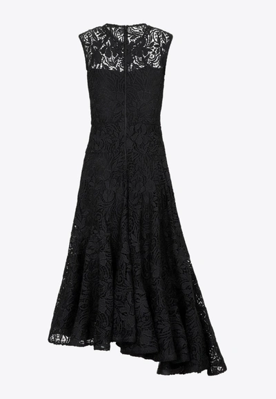 Shop Erdem Asymmetric Guipure Lace Midi Dress In Black