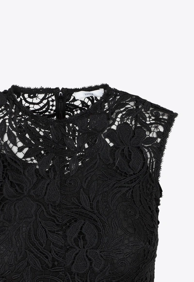 Shop Erdem Asymmetric Guipure Lace Midi Dress In Black