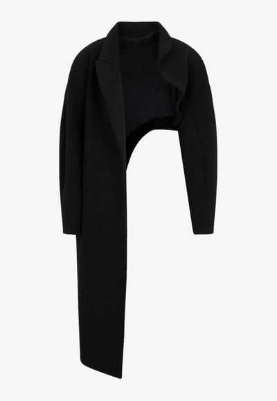 Shop Alaïa Asymmetric Half Coat In Black