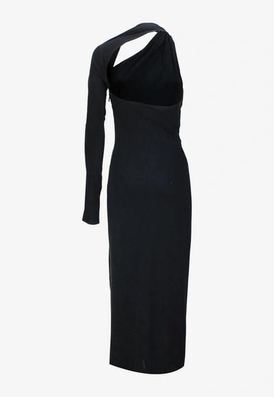 Versace Black Cutout Midi Dress In Black