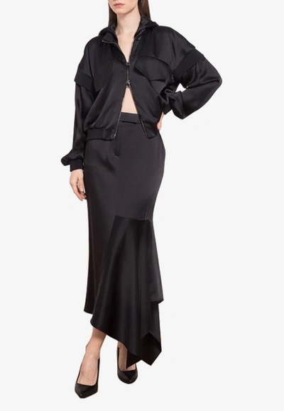 Shop Tom Ford Asymmetric Midi Silk Skirt In Black