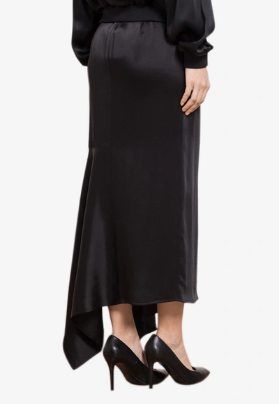 Shop Tom Ford Asymmetric Midi Silk Skirt In Black