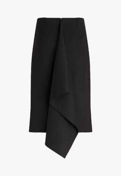 Shop Etro Asymmetric Midi Skirt In Black