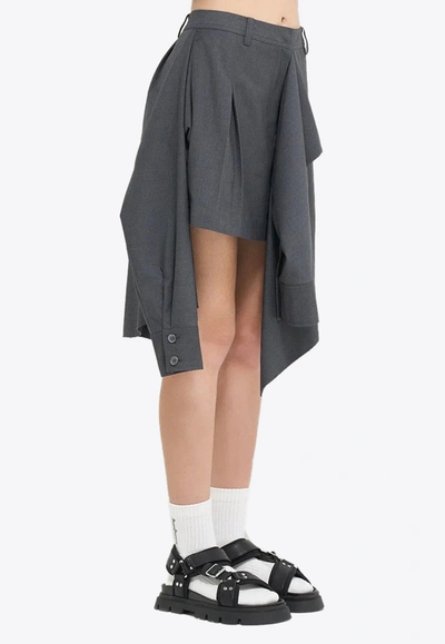 Shop Goen J Asymmetric Mini Skirt With Layered Shirt In Gray