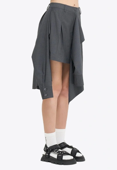 Goen J Asymmetric Mini Skirt With Layered Shirt In Gray