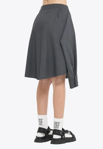 Shop Goen J Asymmetric Mini Skirt With Layered Shirt In Gray