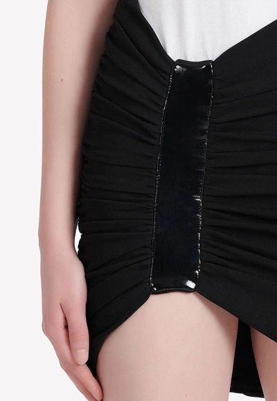 Balmain Asymmetric High Waist Gathered Skirt In Black